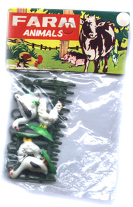 Plastic farm animals.