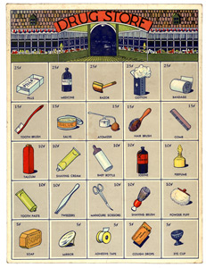 Poster of drug store products.